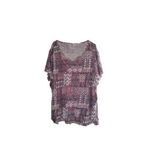 Only Necessities  Women's Purple & White Blouse 3X BOHO Cottage Core